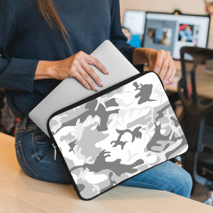 Housse Pour Ordinateur Portable Camouflage gris neige d'hiver, Militaire, Armée