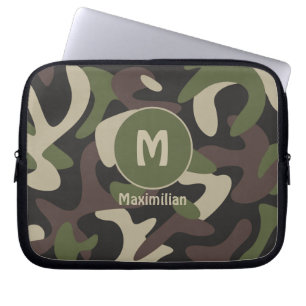 Housse Pour Ordinateur Portable Camouflage militaire Vert Motif Brown Personnalisé