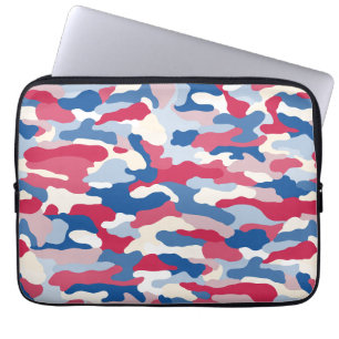Housse Pour Ordinateur Portable Camouflage rouge blanc et bleu