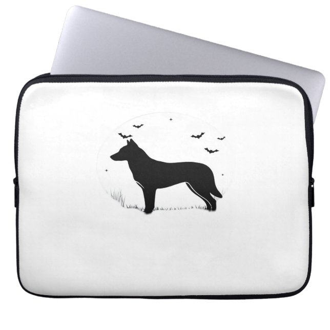 Housse Pour Ordinateur Portable Canaan Chien - Halloween Lune Silhouette Classique (Devant)