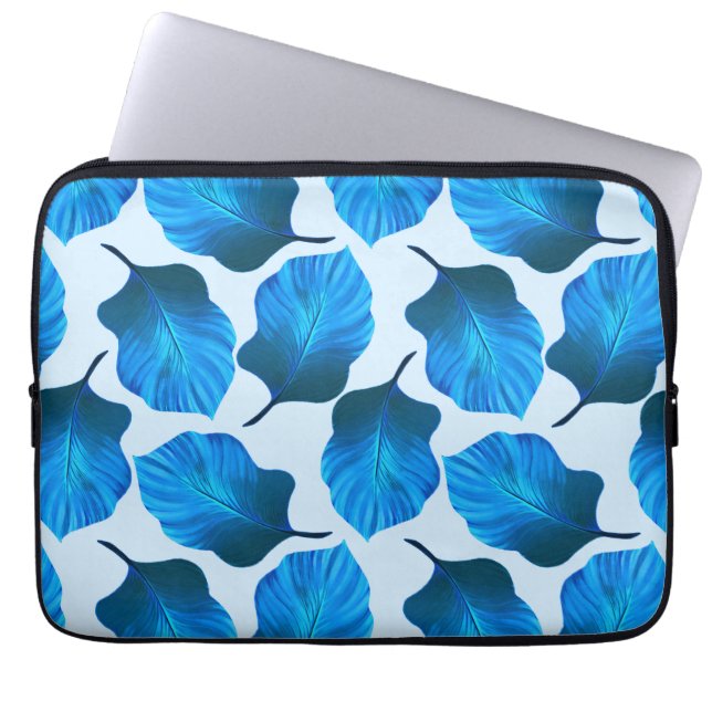 Housse Pour Ordinateur Portable Canna Tropicanna Feuilles tropicaux en bleu (Devant)