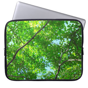 Housse Pour Ordinateur Portable Canopée verte, Branches feuillues avec ciel bleu
