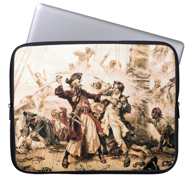 Housse Pour Ordinateur Portable Capture, Barbe noire pirate, Revenge de la reine A (Devant)
