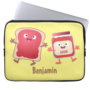 Housse Pour Ordinateur Portable Caractères de dessins animés sur le pain et la con
