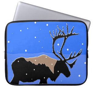 Housse Pour Ordinateur Portable Caribou en hiver - Art original de la faune
