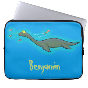 Housse Pour Ordinateur Portable Caricature de plesiosaure, monstre marin mignon et