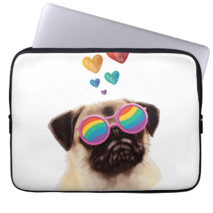 Housse Pour Ordinateur Portable Carlin Chien avec Coeurs Saint-Valentin