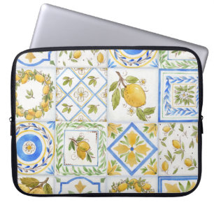Housse Pour Ordinateur Portable Carré Motif Sicilienne Lemons Watercolor