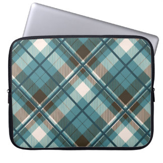 Housse Pour Ordinateur Portable Carreaux Bleu sarcelle Brun