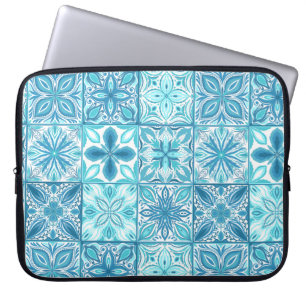 Housse Pour Ordinateur Portable Carreaux décorés en bleu et blanc