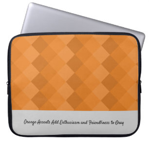 Housse Pour Ordinateur Portable Carrelage Terre Motif Orange & Gris