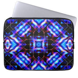 Housse Pour Ordinateur Portable Carrés bleus avec dégradé acrylique, sur foncé