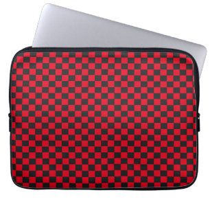 Housse Pour Ordinateur Portable Carrés noirs Couleurs coccinelle rouge Coléoptère