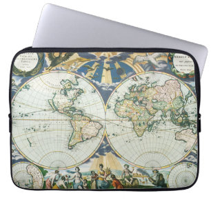 Housse Pour Ordinateur Portable Carte ancienne du monde antique vintage par Pieter