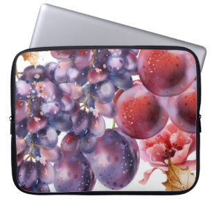 Housse Pour Ordinateur Portable Carte d'automne à l'aquarelle Raisins Vintage