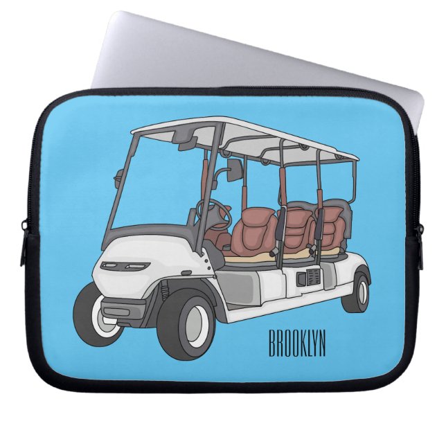 Housse Pour Ordinateur Portable Carte de golf / dessin animé en voiturette de golf (Devant)