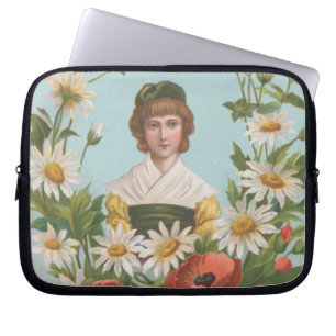 Housse Pour Ordinateur Portable Carte de la Saint-Valentin allemande rétro kitsch,