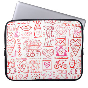Housse Pour Ordinateur Portable Carte de la Saint Valentin. L'amour et la couture