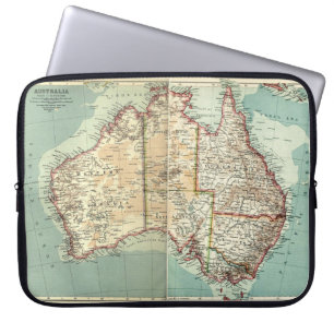 Housse Pour Ordinateur Portable Carte détaillée de continent australien vintage