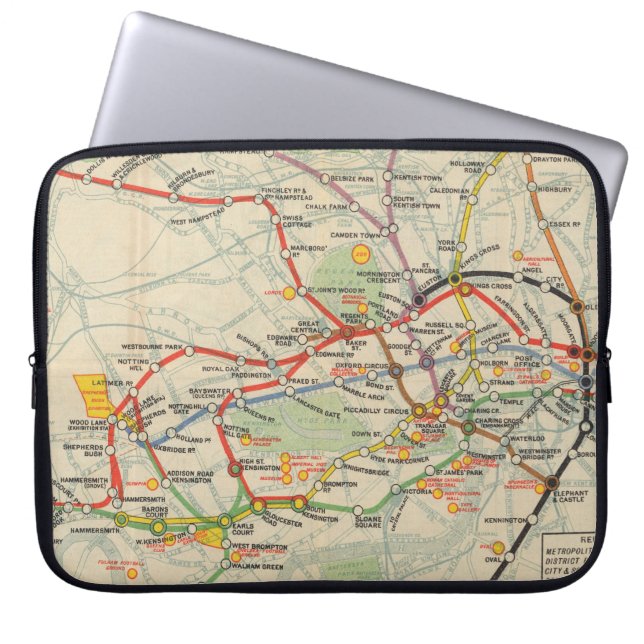 Housse Pour Ordinateur Portable Carte du métro de Londres (Devant)