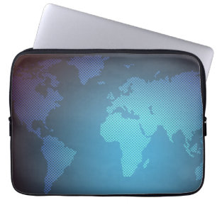 Housse Pour Ordinateur Portable Carte du monde numérique en dégradé de points