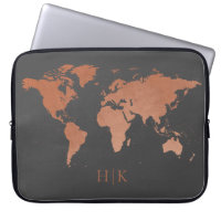 Carte du monde professionnel gris cuivre Monogramm