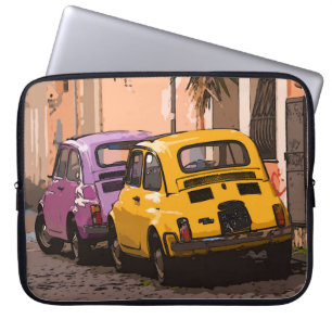 Housse Pour Ordinateur Portable Cartoon Classic Italien Fiat 500 voitures Rome Ita