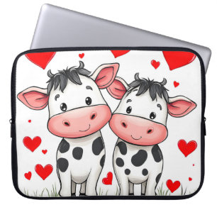 Housse Pour Ordinateur Portable Cartoon Cow Couple Love