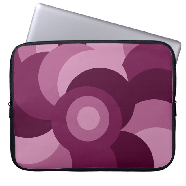 Housse Pour Ordinateur Portable cercles abstraits rose et violet motif (Devant)