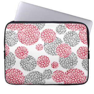 Housse Pour Ordinateur Portable Cercles avec imprimé léopard gris et rouge