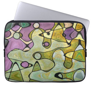 Housse Pour Ordinateur Portable Cercles de couleurs vert violet abstraits en spira