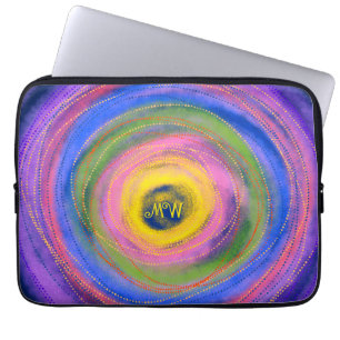 Housse Pour Ordinateur Portable Cercles de Mandala Colorés Vibrants Personnalisés