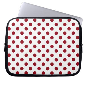 Housse Pour Ordinateur Portable Cercles Pois rouges Crimson