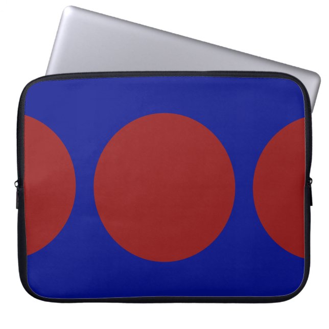 Housse Pour Ordinateur Portable Cercles rouges en bleu (Devant)