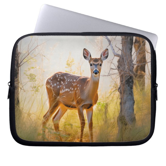 Housse Pour Ordinateur Portable Cerf gracieux dans la conception de la nature fore (Devant)