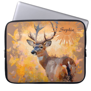 Housse Pour Ordinateur Portable Cerf majestueux dans un champ de fleurs sauvages