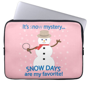 Housse Pour Ordinateur Portable C'est NOw Mystery Detective Snowman Pink