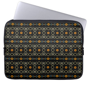 Housse Pour Ordinateur Portable Chaînes orange et bleu et bandes de noeud motif