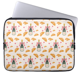 Housse Pour Ordinateur Portable Champagne et Croissants