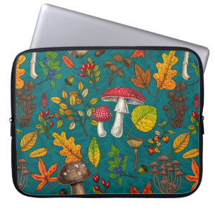 Housse Pour Ordinateur Portable Champignons d'automne, feuilles, noix et baies sur