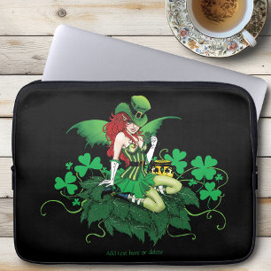 Housse Pour Ordinateur Portable Chance Trèfle Vert Fée Rouge Cheveux Shamrock