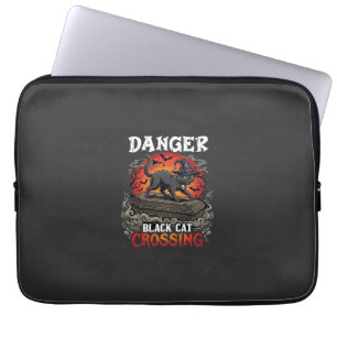 Housse Pour Ordinateur Portable Chapeau de sorcière de Halloween Danger Black Cat