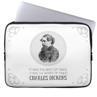 Housse Pour Ordinateur Portable Charles Dickens Portrait et Citation
