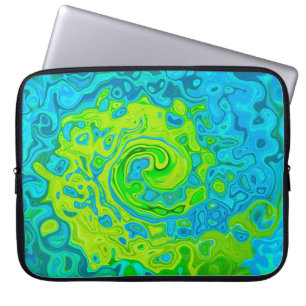 Housse Pour Ordinateur Portable Chartreuse Groovy et Tourbillon de Liquide Aquamar