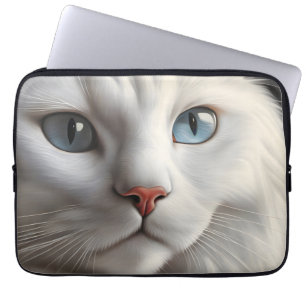 Housse Pour Ordinateur Portable Chat blanc