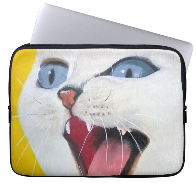 Housse Pour Ordinateur Portable Chat blanc (Devant)