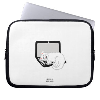 Housse Pour Ordinateur Portable Chat Blanc Dormir Sur Le Manteau Ordinateur Portab