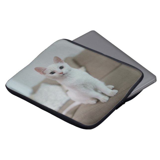 Housse Pour Ordinateur Portable chat blanc | Zazzle_Growshop. (Devant haut)
