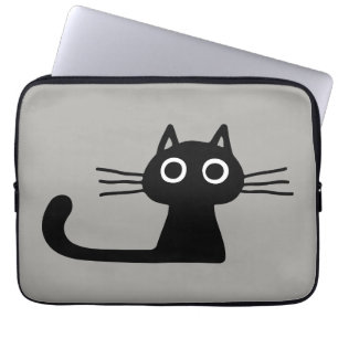 Housse Pour Ordinateur Portable Chat cool Black Kitty   Whimsical Animal Art