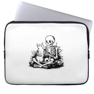 Housse Pour Ordinateur Portable Chat drôle squelette crâne Kitty Chat mignon Goth 